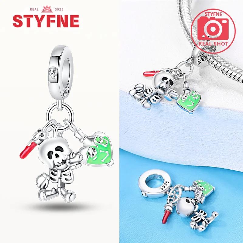 Copper Metal Halloween Dangle Witch Magic Girl Charm Bead Components Luminous Bead Components Compatible With Authentic Original Bracelet High