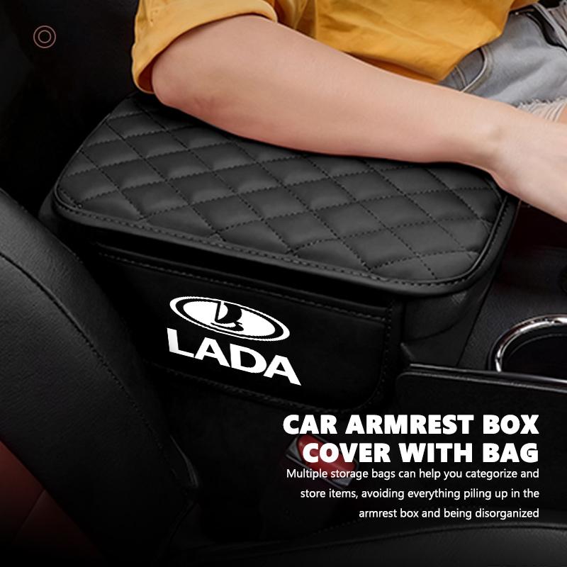 Car Center Console Leather Arm Rest Protection Cushion Storage Pocket For Lada Niva Vesta 4X4 Largus Priora Granta Samara Kalina HH46