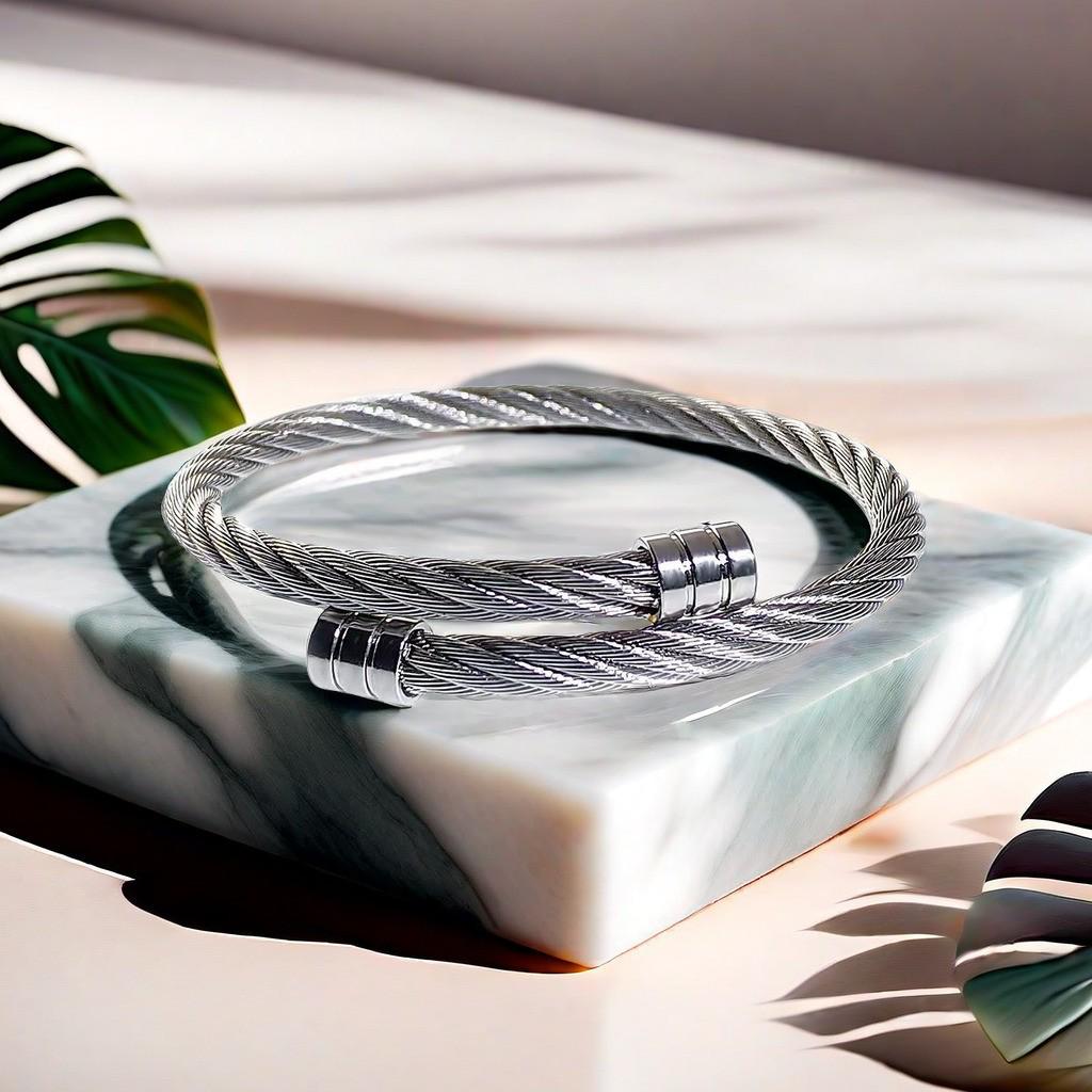 European American Stainless Steel Geometric Elastic Bracelet - Trendy Hip Hop Fashion Accessory.