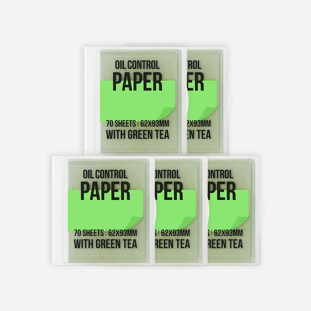 Green Tea Oil Control Paper 350 Sheets (70 sheets * 5)