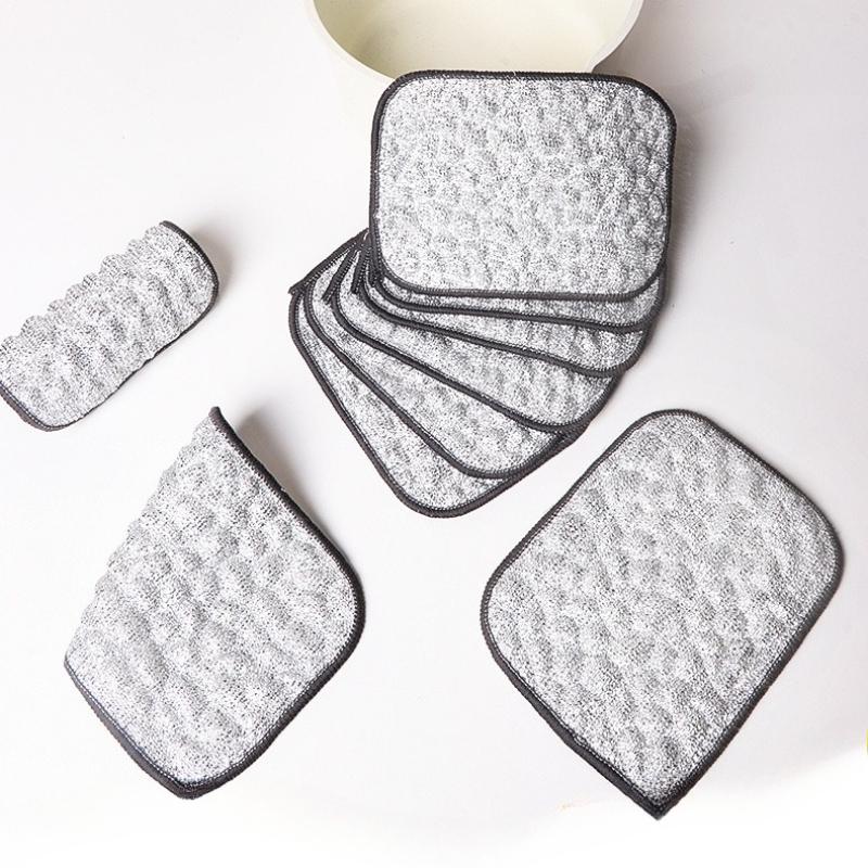 1pcs Wiping Rags Steel Wire Washing Cloth Microfiber Dishcloths Non-Stick Oil Kitchen Cleaning Cloths Double-side Reusable Washcloth