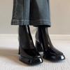 Increase foreign style, thin boots, short boots, popular thick heel, niche design, comfortable and non-slip boots
