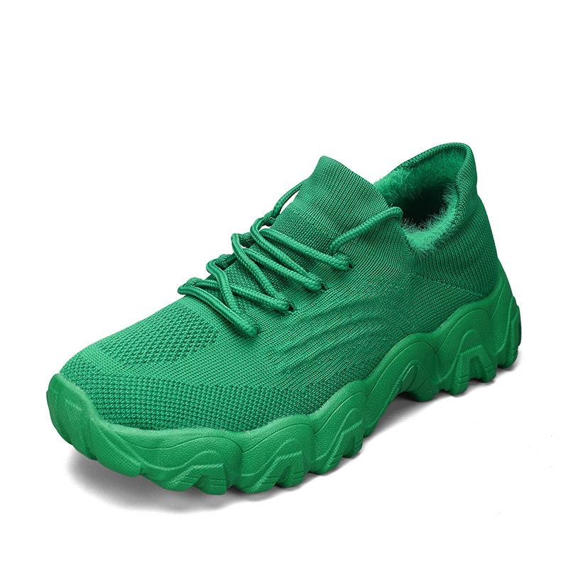 Large size sports women's shoes breathable fly-woven socks shoes one-pedal lazy shoes velvet shoes