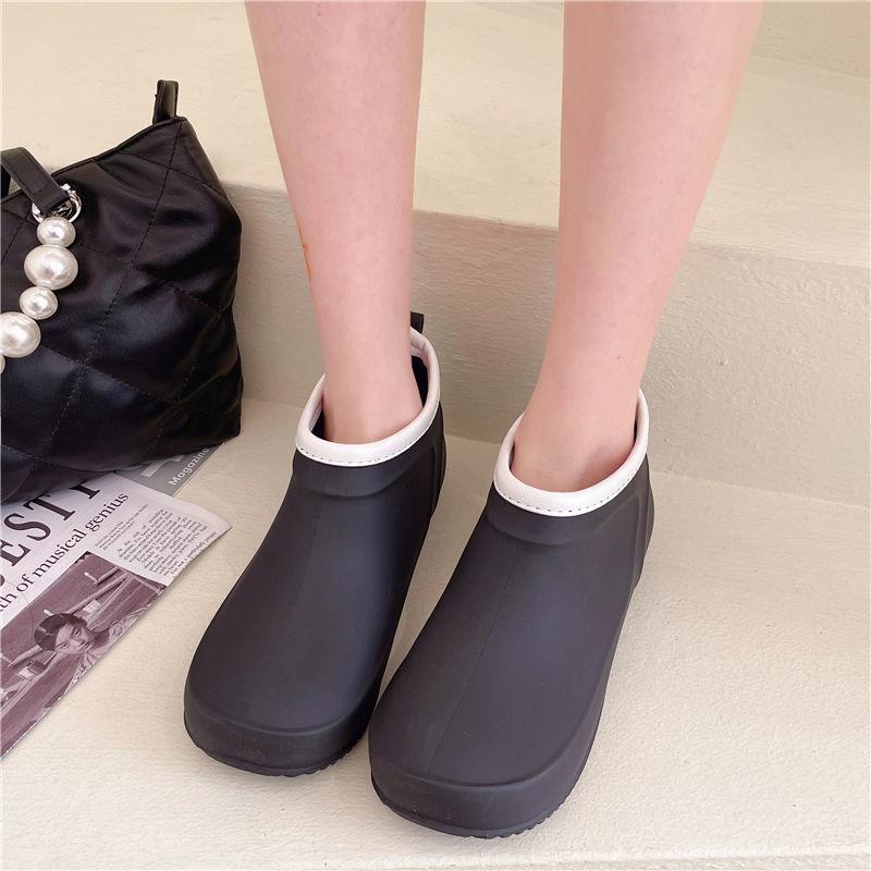Premium Short Rain Boots for Women Waterproof & Non-Slip Kitchen Shoes Low-Cut Durable Ankle Boots for Wet/Dry Use