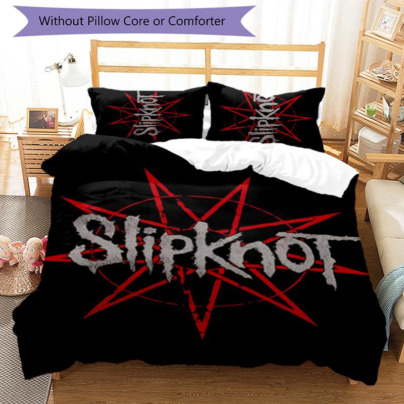 Slipknot 3pcs Bedding Set Duvet Cover Closure Includes 1 Duvet Cover & 2 Pillowcases for All Seasons Bedroom Home Dorm Decor