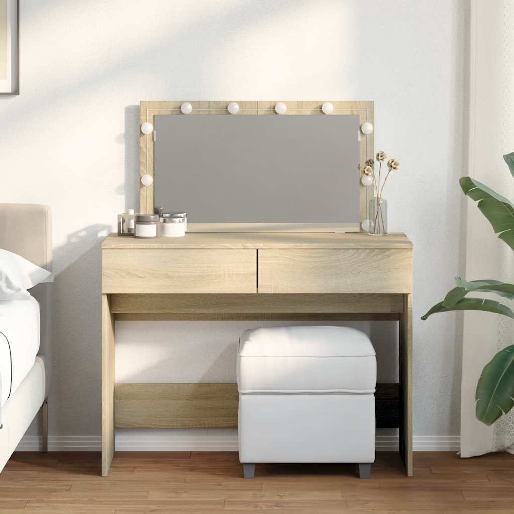 Vidaxl Toaletka Z Oświetleniem Led, Dąb Sonoma, 100X40X120 Cm