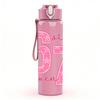 1PC Pink Number 67 Girly Text Print 750ml Color Plastic Sports Water Bottle Leakproof Flip Straw Lid Suitable for Sports Office Home Use