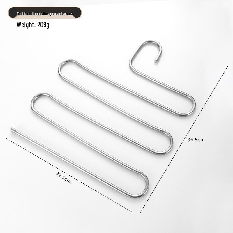Stainless Steel S-Shaped Multi-Layer Folding Pants Hanger - Non-Slip, No-Trace Storage Solution for Home and Dormitory.