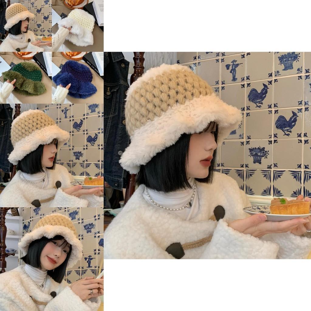 Cozy Plush Knit Women's Winter Bucket Hat Fashionably Warm Large Brim Hat