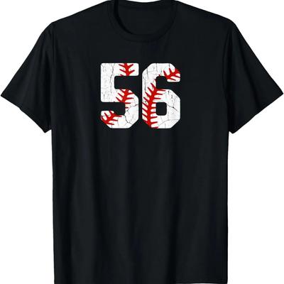 Baseball Player Jersey Number #56 56 Proud Baseball MOM DAD T-Shirt