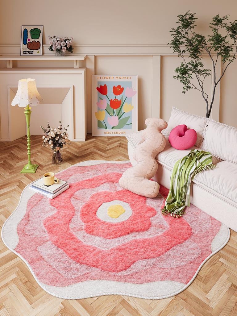 Covor Decorațiuni Camera de Zi Culoare Flori Stil Fete Roz Covorașe pentru Dormitor Pufoase Moi Covor Neregulat Casă Covoraș Gros de Podea din Plus