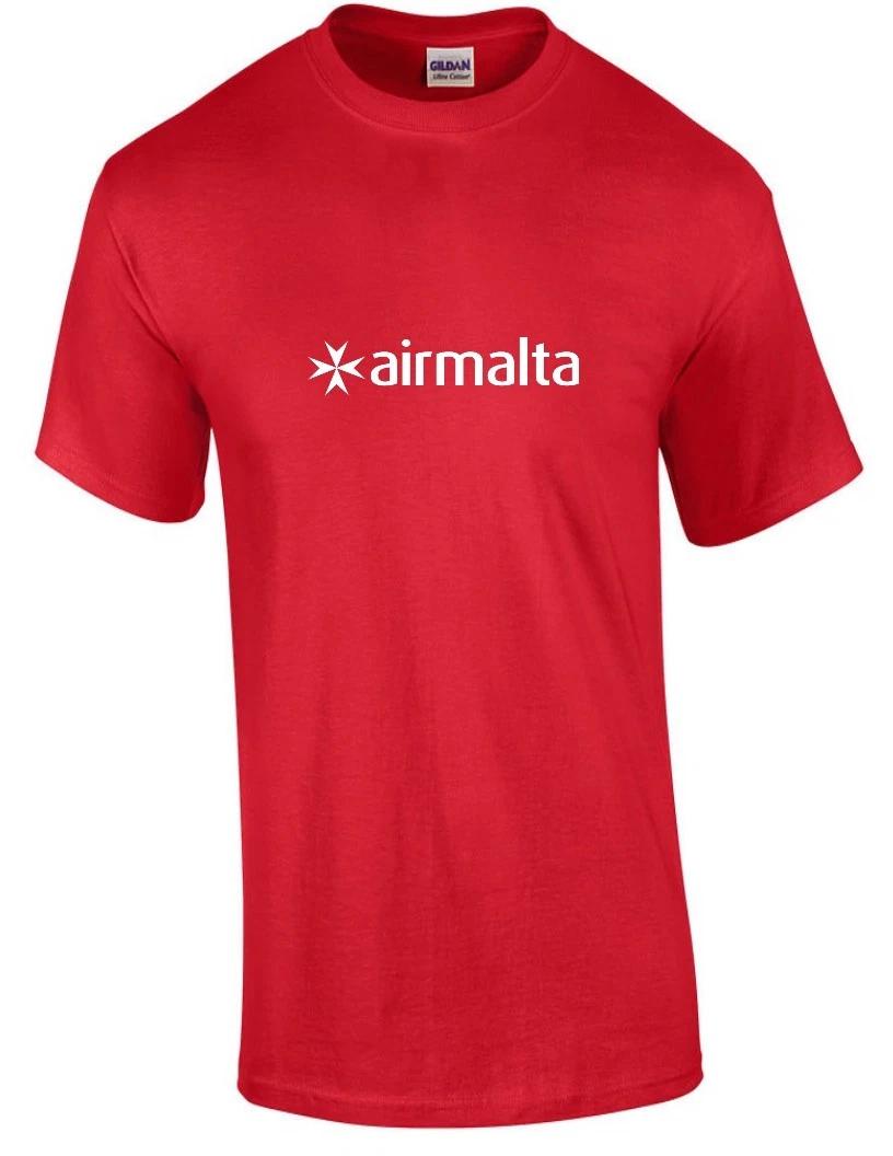 Air Malta White Logo Aviation Geek Airline Red Cotton T-Shirt XL