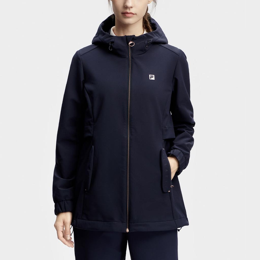 FILA Solid Color Logo Hooded Fitness Woven Jacket Women jackets Dark-Blue A11W411703F-NV