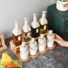 Bamboo Kitchen Storage Shelf Round Square Kitchen Tools Seasoning Can Storage Rack Double Layer Oil Bottle Rack Resturant