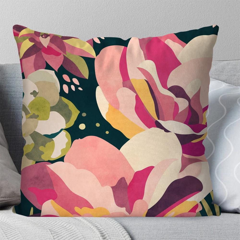 Colorful Flowers Pillow Case Square Pillow Bedroom Sofa Leisure Comfort Cushion Car Living Room Home Decoration 40X40