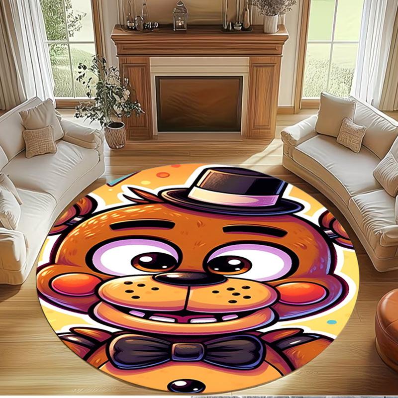 Five Nights At Freddy's Print Round Rug, Washable Floor Carpet, For Entryway Dorm Laundry Room Office Study, Home Decor Birthday Christmas Gift