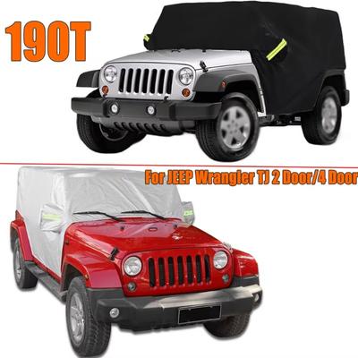 Schwarze/silberne Halbgarage für Jeep Wrangler TJ 2-Türer/4-Türer, wasserdicht, Staubschutzhülle, Außenzubehör, Schwarz