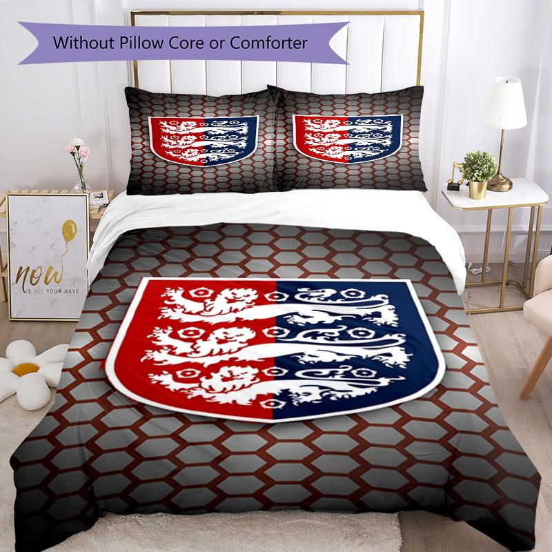 Set Copripiumino con Stampa Stemma Calcio Inghilterra – include 1 copripiumino e 2 federe coordinate Arredo Camera da Letto Regali di Natale