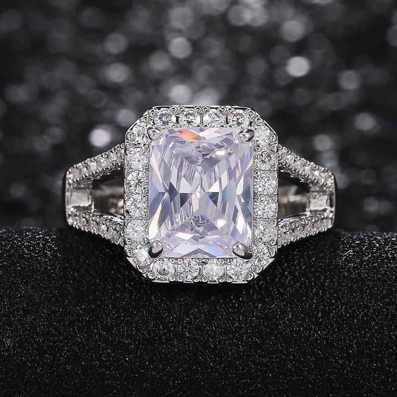 Ny Glitrende Firkantet Geometrisk Design Ringlys Luksus Personlig Mote Stil Forlovelses- og Bryllups Tilbehør