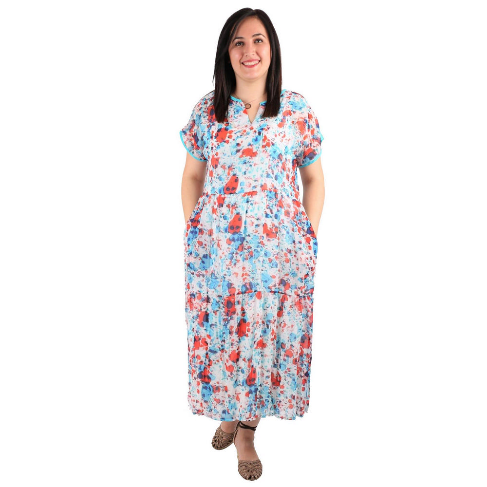 E Vestido De Mujer De Talla Grande Con Cuello Redondo Manga E Vestido De Mujer De Talla Grande Con Cuello Redondo Manga