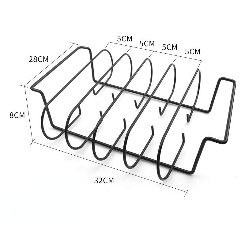 Non-Stick BBQ Rib Rack Stand Barbecue Steaks Racks Stainless Steel Chicken Beef Ribs Grill Black for Gas Smoker BBQ Tools Bbq