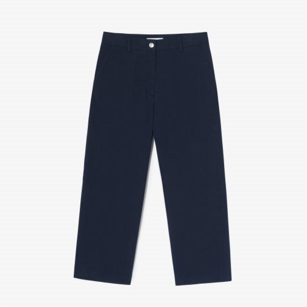 

LACOSTE Женские укороченные брюки из льняной смеси [Темно-синий]