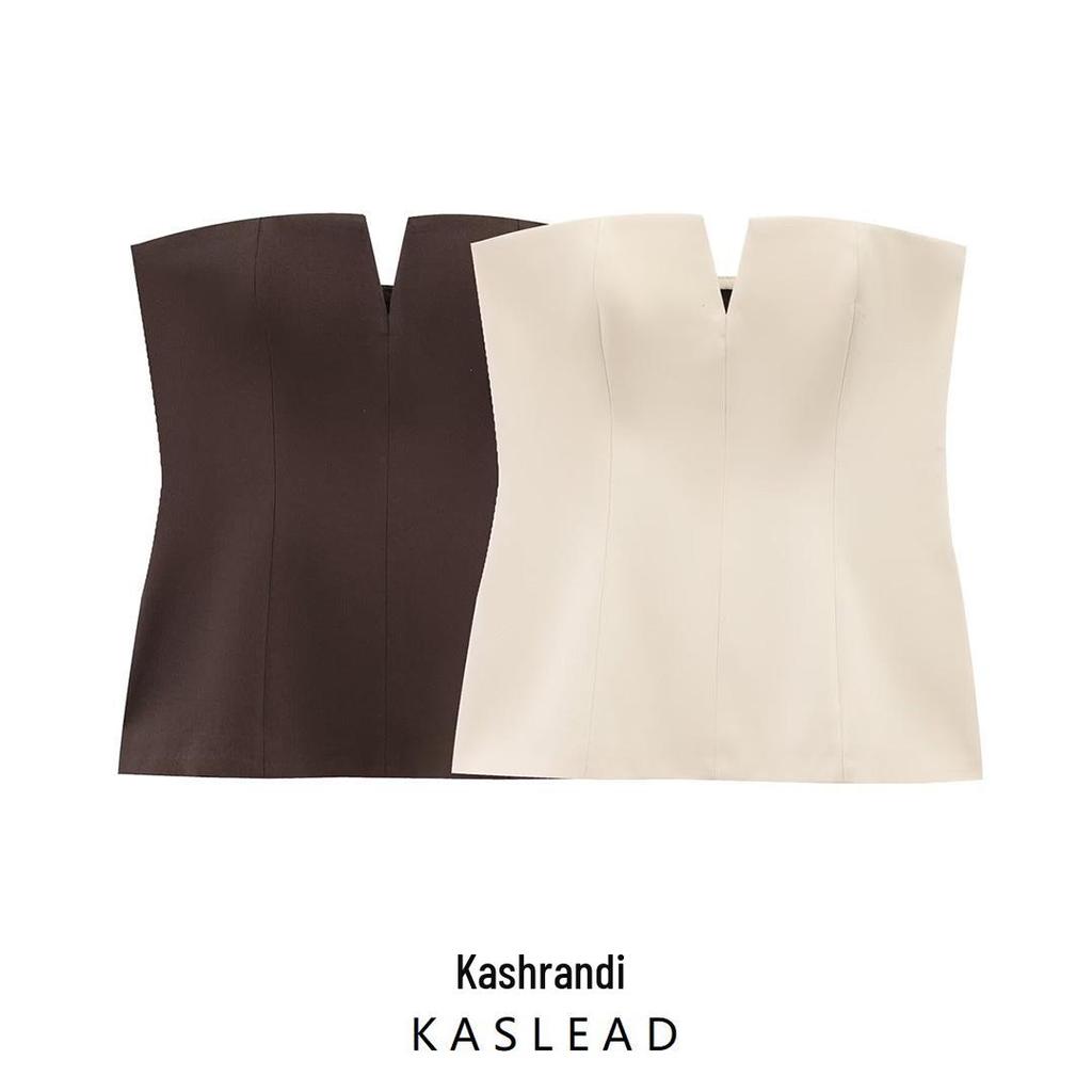 2025 Frühling Damen Europäisch & Amerikanisch Trägerloses Slim-Fit Top