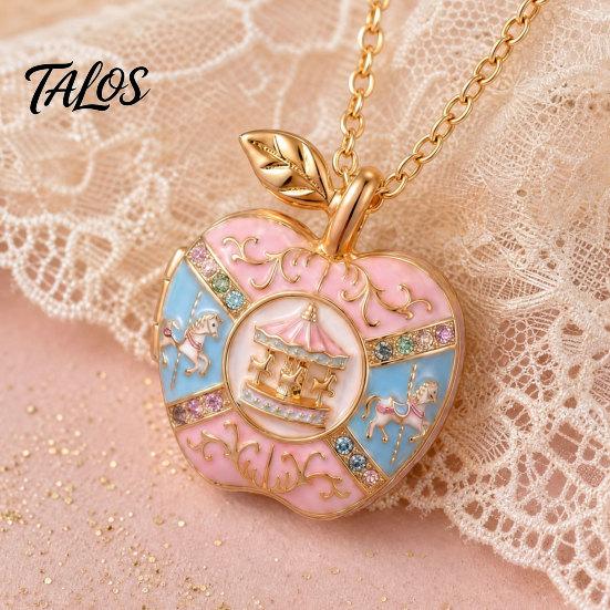 Talos Openable Fruit Charm Necklace, Treasure Box Pendant with Mini Figurine Inside, Elegant Necklace Gift for Wife Girlfriend