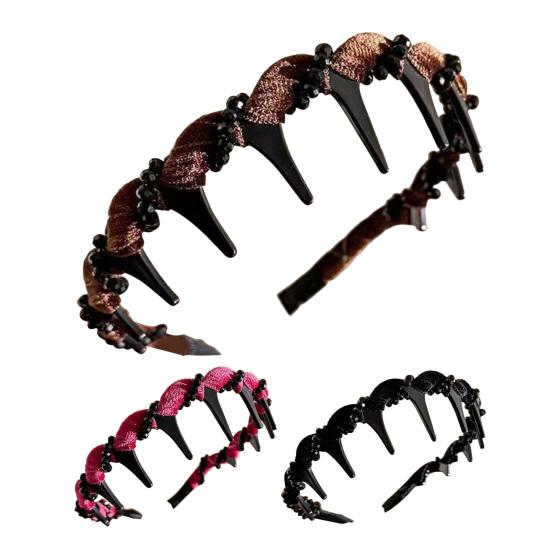 Rhinestone Hairband Elegant Vintage Non Slip Hair Hoop for Women Girls Fashionable Bridal Hair Accessory