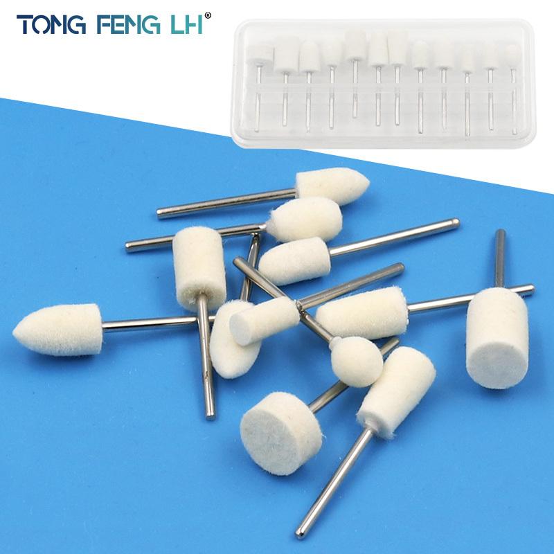 12 Stück Wollfilz Montage Polierscheibe Außendurchmesser 8-11.8mm Bohrer Schleifen Rotationswerkzeug Schleifkopf 2.35mm Schaft