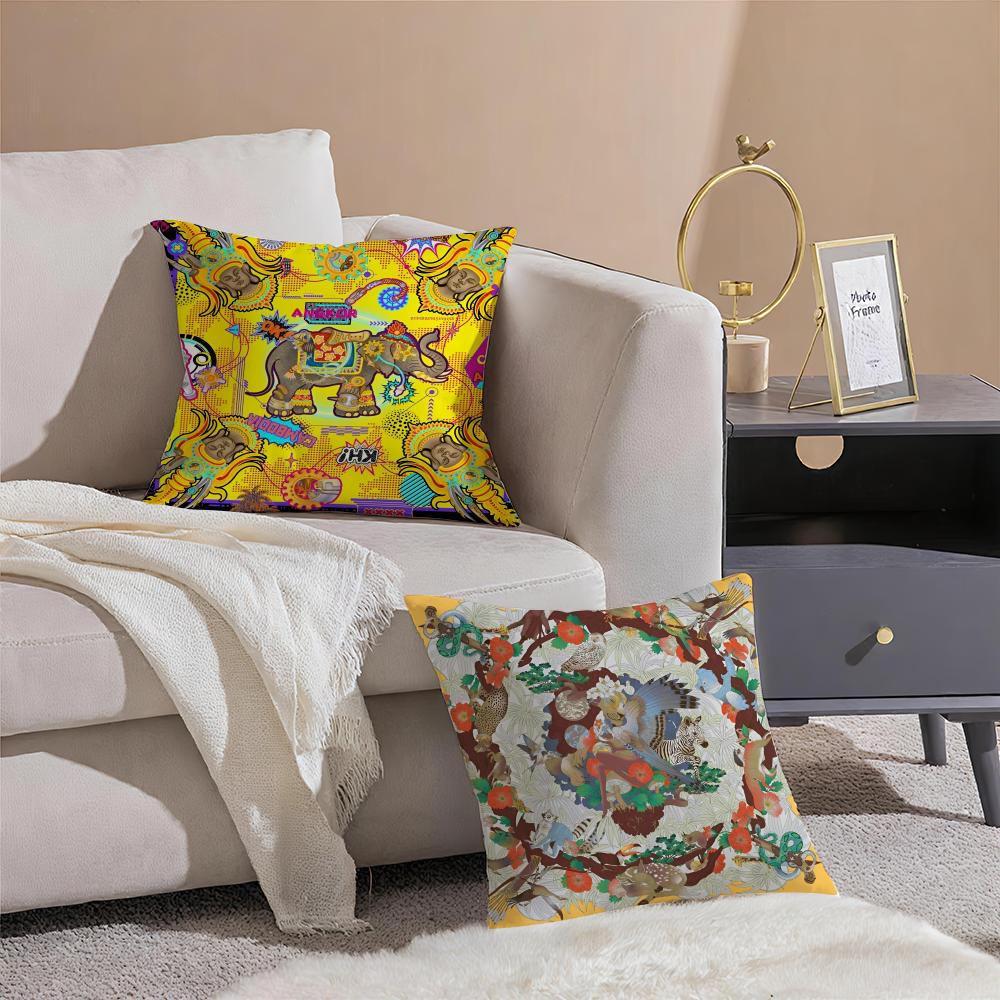 Cambodian Buddha Print Art Cushion Cover Pillowcase Short Plush Invisible Zipper Room Sofa Cushion Cover