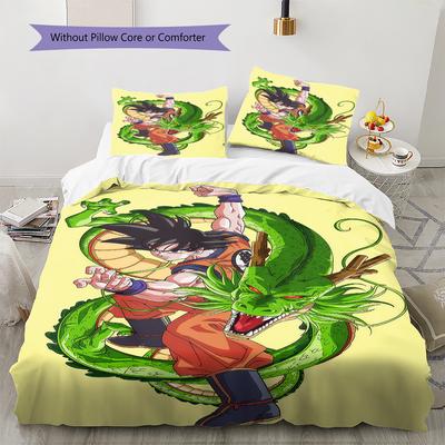 Son Goku Pattern Bedding,Quilt Set Quilt Cover Pillowcase Home Birthday Gift (1 * Duvet Cover + 2 * Pillowcase, Without Core)