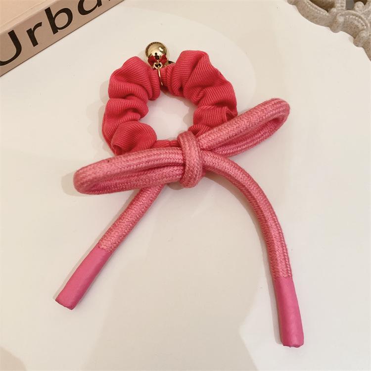 Stylish Pink Bow Hair Tie - Large Intestine Ring for Ponytails