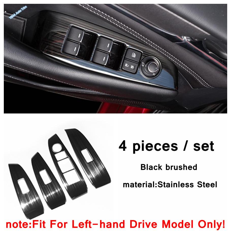 Black Brushed Window Lift Button / Door Handle Bowl / Gear Shift Box Decor Panel Cover Trim For Mazda 6  - 2024 Accessories