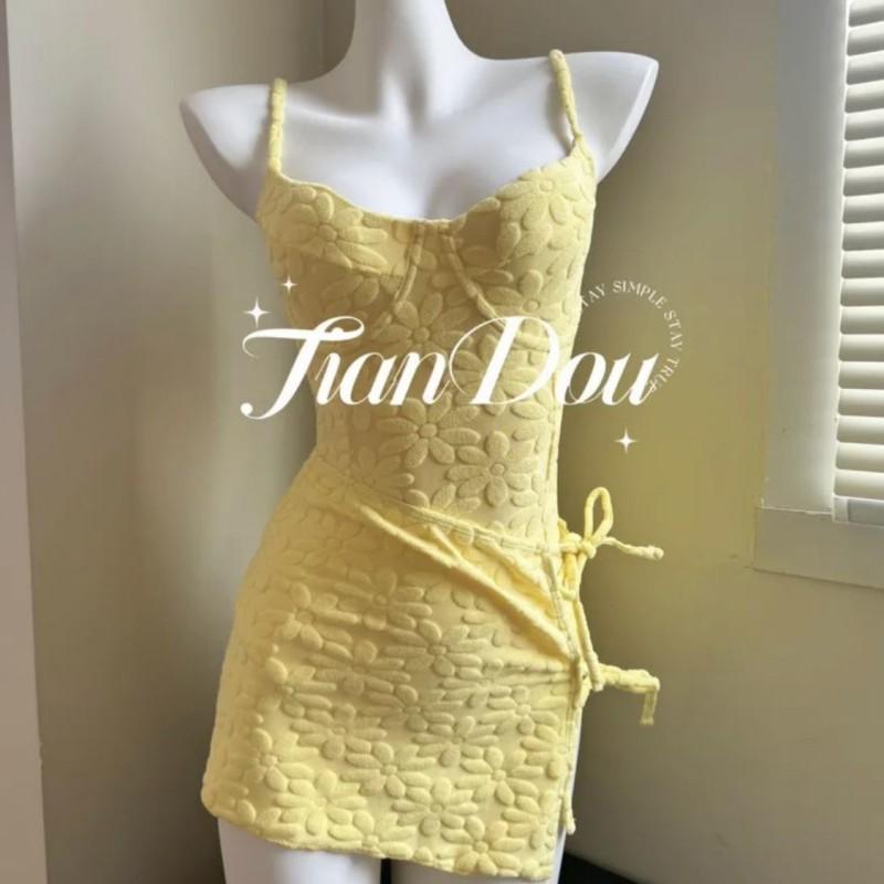 

Palette Color Vitality Girl Texture One-piece Swimsuit Bikini Dress Two-piece Set M жовтий