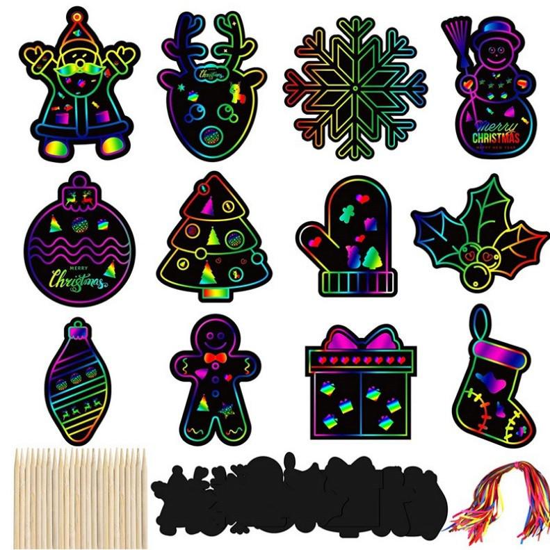 Cross-Border Christmas DIY Scratch Art Bookmarks for Kids - Holiday Gifts and Decorations
