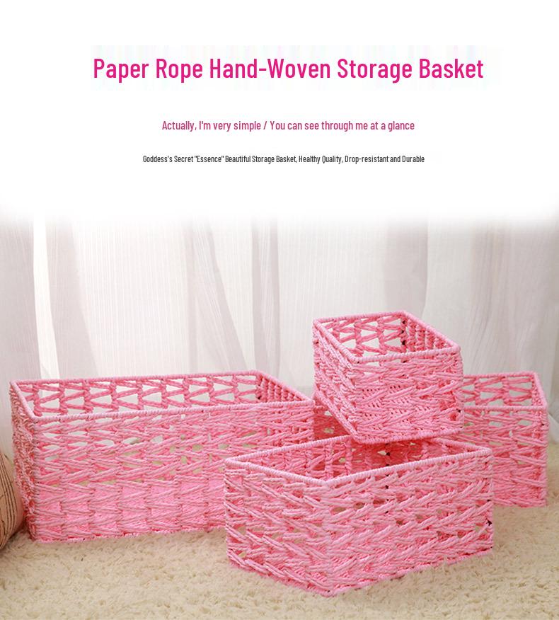 Paper Rope Woven Storage Rack: Desktop Basket for Books, Miscellaneous Items, Bread, and Kitchen Storage.