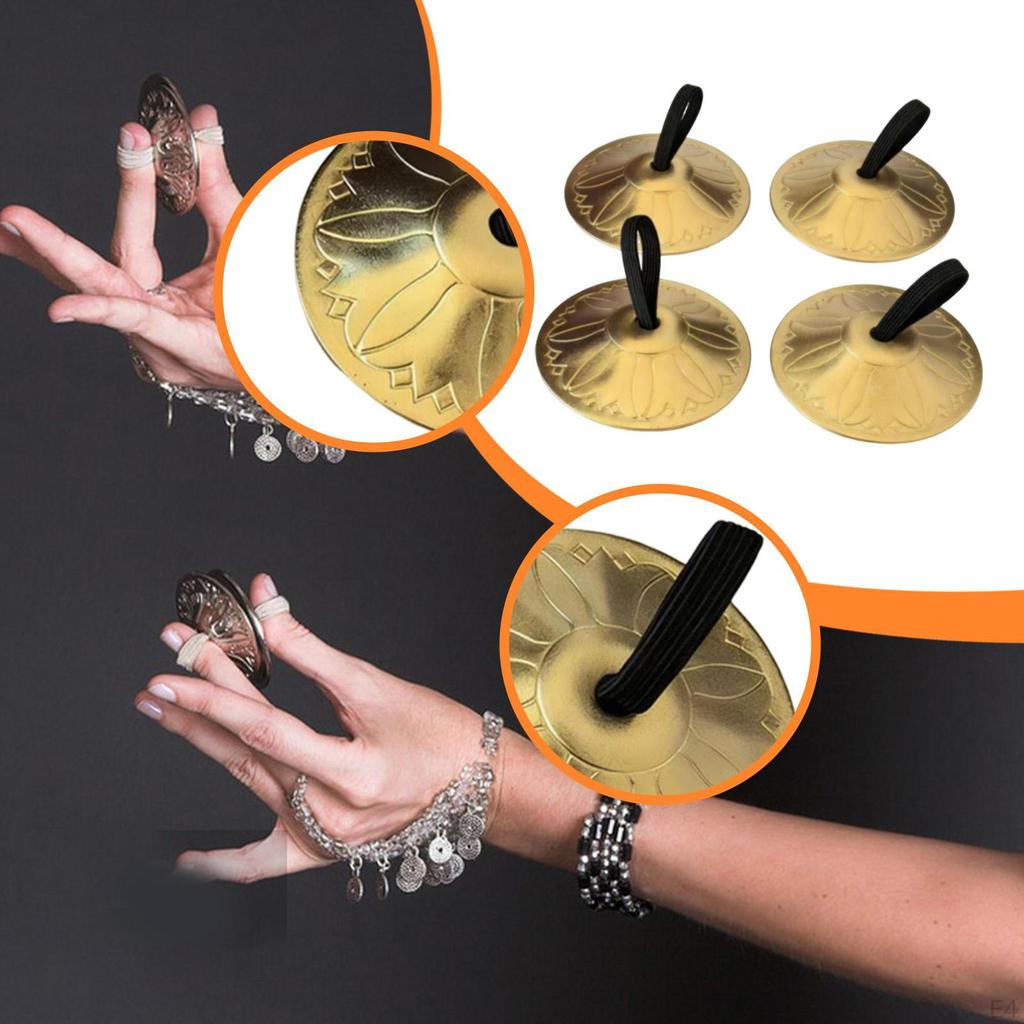 2 Finger Cymbals, Belly Dance Percussion Instrument, Brass Bell, Musical Accessory, Metal Material,