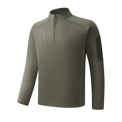 Pullover Solid Color Sports T-shirt Men's Long-sleeved Stand-up Collar Half-zip T-shirt Bottoming Shirt