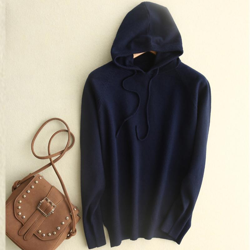 Women's Hooded Sweatshirt Slim Fashion Long Sleeve Top Solid Color Pullover