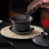 1116New Purple Clay Gaiwan Single Tea Bowl Handmade Carved High Value Gongfu Tea Set Tray Business Gift Office Hotel Anniversary