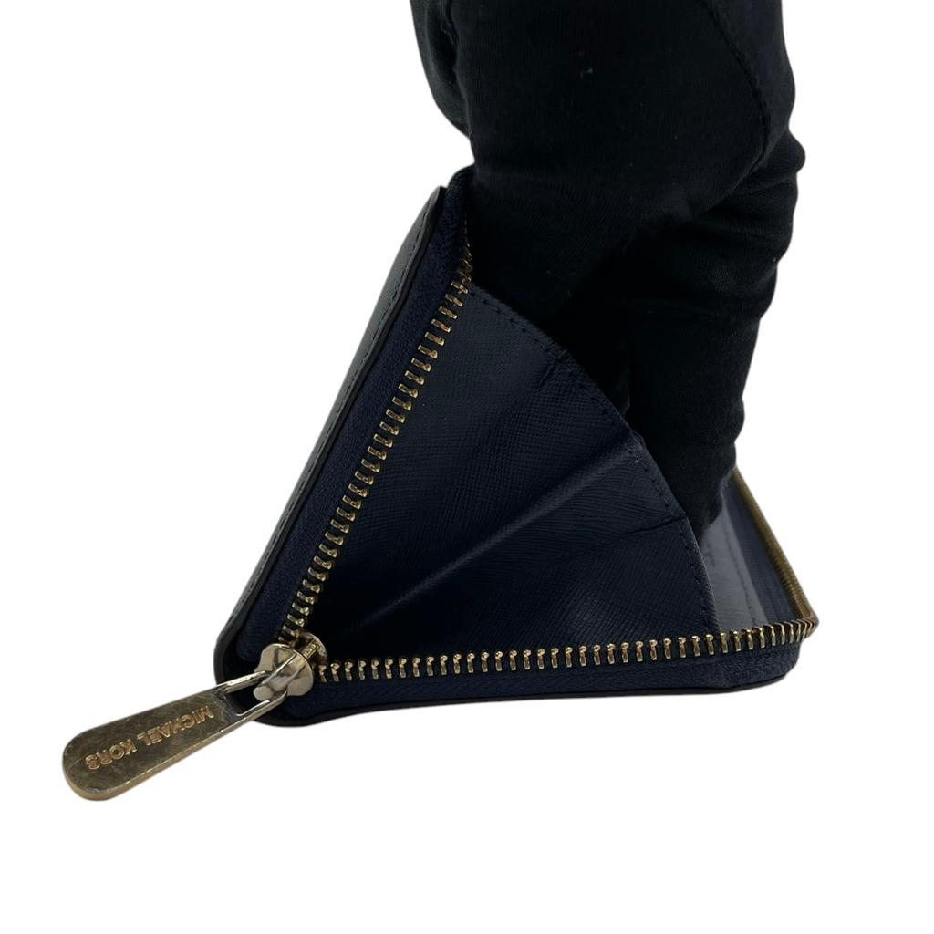 Used Michael Kors Purse / Zip Around Zip Around long walletPurse Navy/gold leather Women