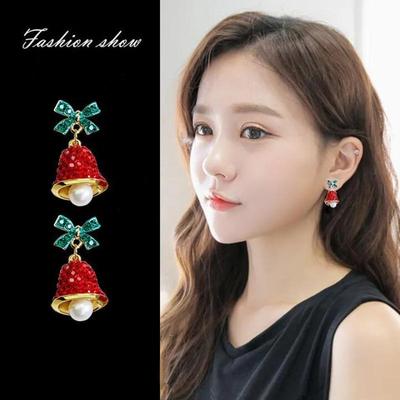 Christmas Earrings Bowknot Pearl Wind Chime Bell Earring Simple Earrings Merry Christmas Woman Gift Earrings Jewelry