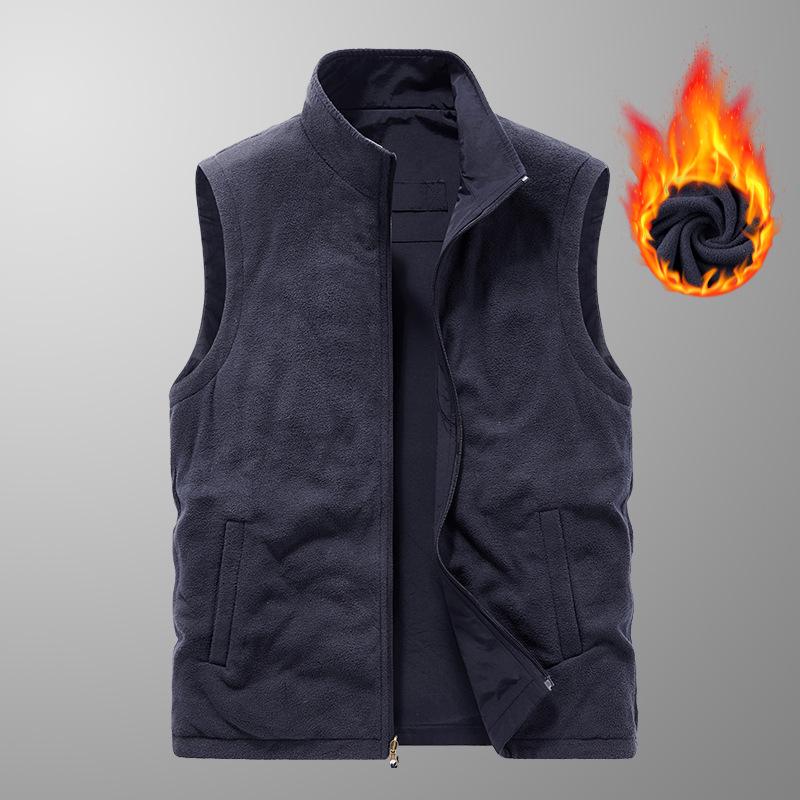 Pánská podzimní/zimní oboustranná vesta: Venkovní stojací obojek pro rybaření, fotografování a další (Model 1906)