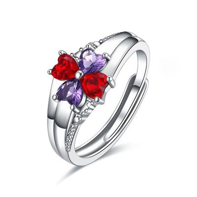 Light Luxury European and N Style Opening Ring Female Love Color Diamond Ring Adjustable