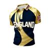 Men's Classic Polo Shirt Football Jersey England Style Short Sleeve Button Collar Lightweight Breathable Fabric Sportswear