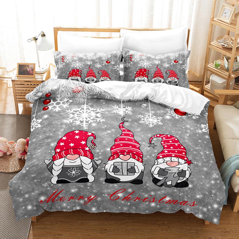3D Digital Printing Three-Piece Set, Santa Series, Printed Bedding Kit