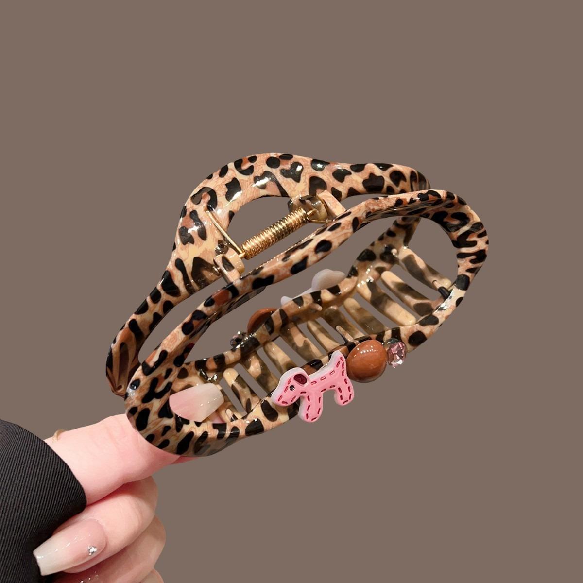 

Персонализированный акриловый зажим для волос с леопардовым принтом, нишевый дизайн, аксессуары для волос, американская ретро-прическа, модный и стильный выбор