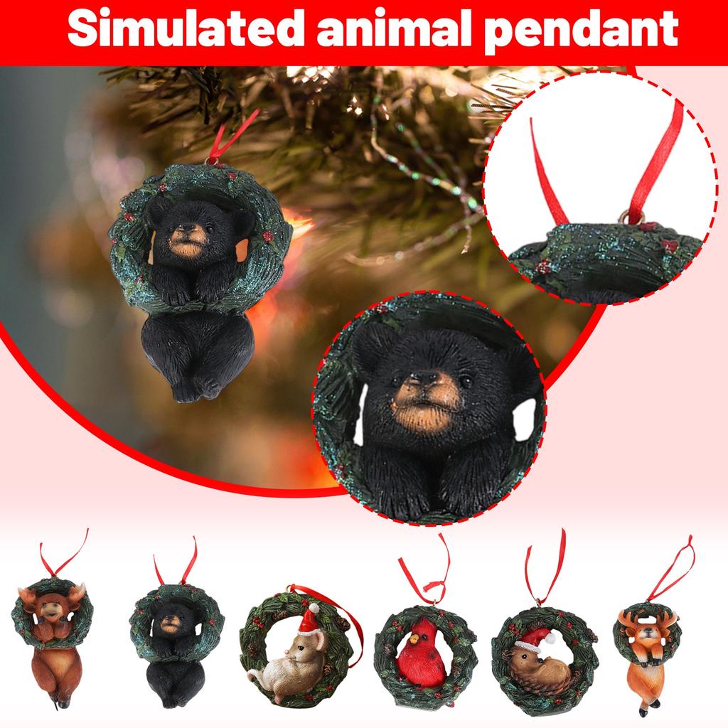 Simulation Animal Pendants, Christmas Ball Resin Crafts Decoration, Home Room Living Room Christmas Gift Ornaments.