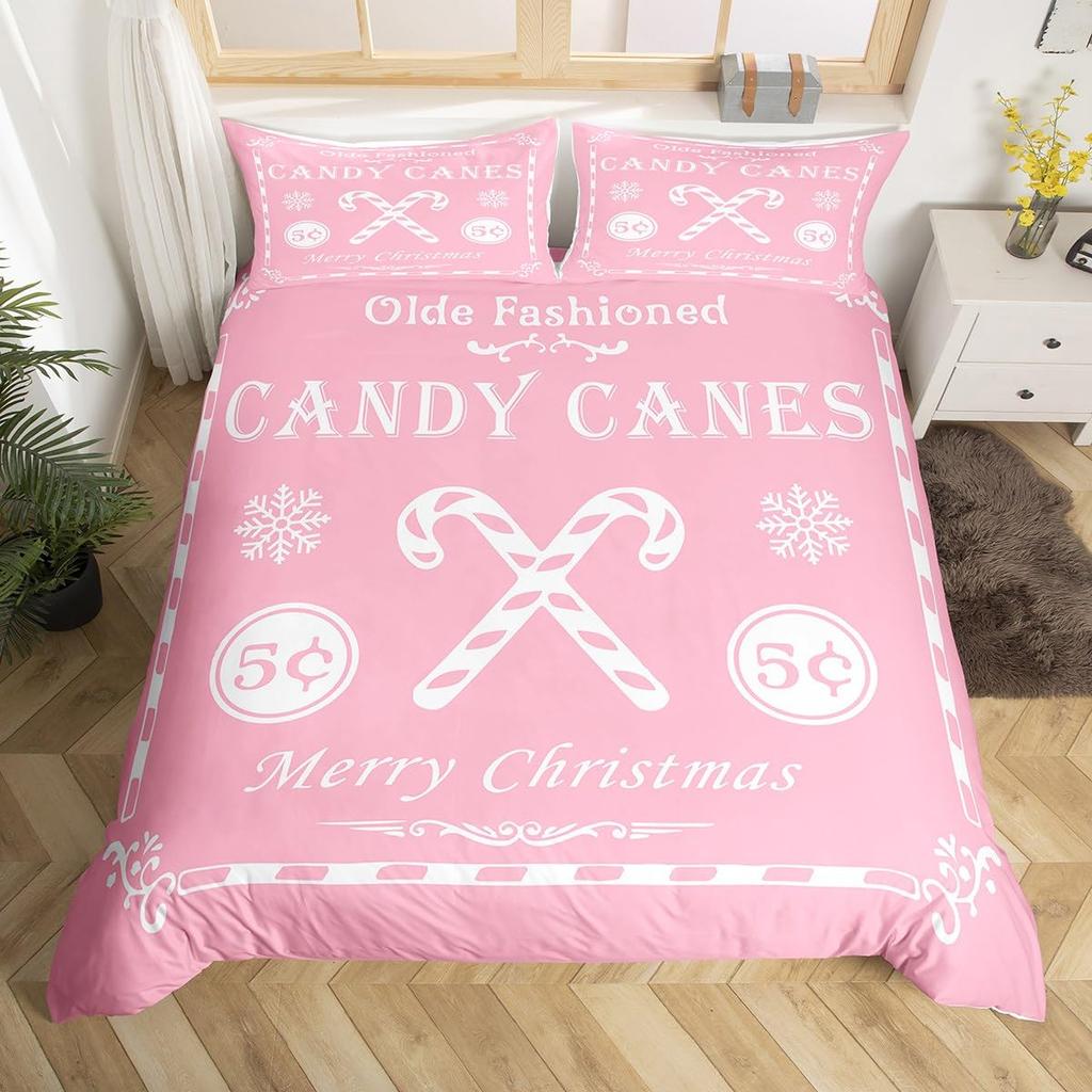 Christmas Candy Duvet Cover Set Comfortable Exquisite And Beautiful Bedding Decorations Suitable For Children Kids And Adults